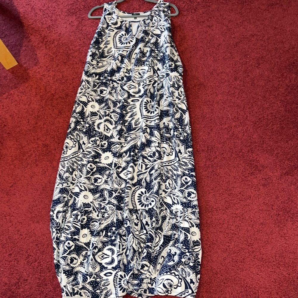 Talbots Woman Plus Size Maxi Dress Navy and White 1X
